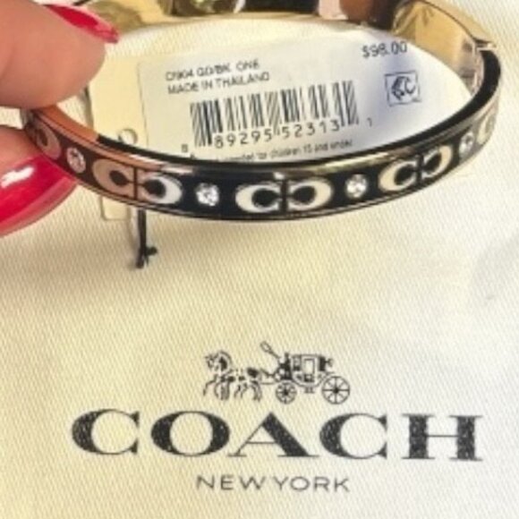 Coach Signature Enamel Hinged Bangle CI904 - NWT - Picture 1 of 3